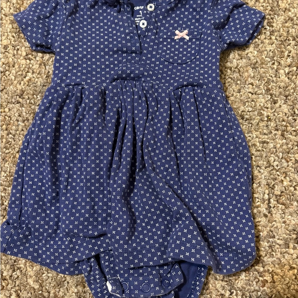 Carter's Blue Romper with White Floral Design